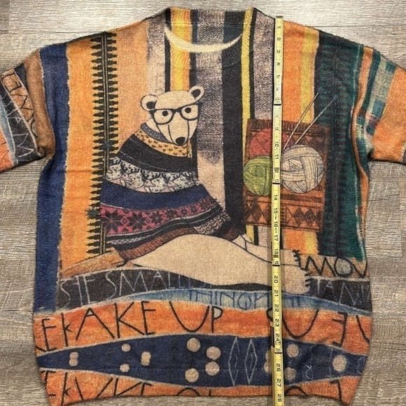 Yesno knitting bears in sweaters graphic printed wool blend sweater size XL - Picture 5 of 10